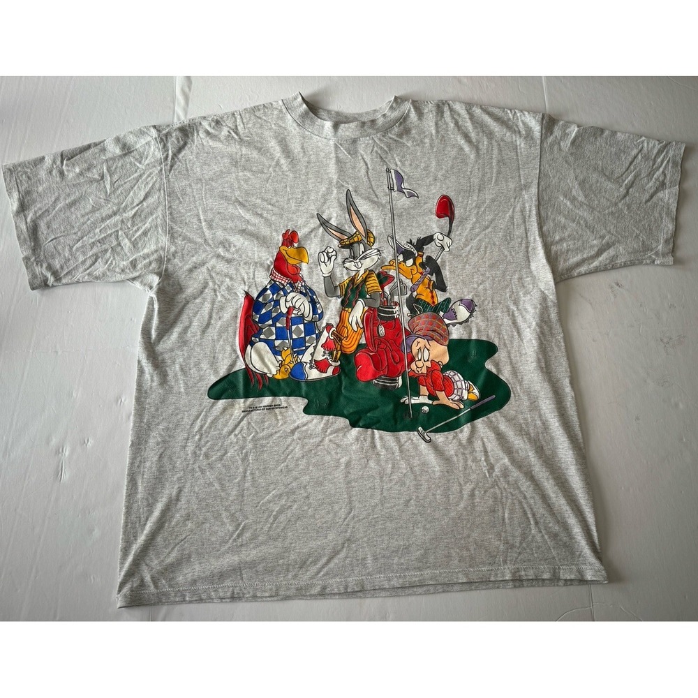 Vintage 1994 Warner Bros Sun Sportswear Bugs Bunny Daffy Duck Golfing‎ Shirt 2XL
